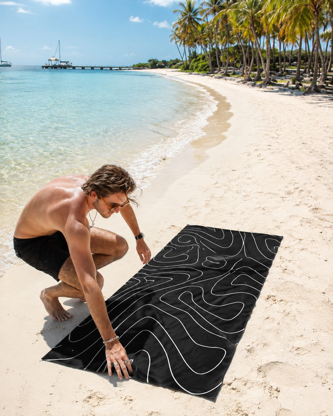 Serviette de plage & yoga éco-responsable en microfibre recyclée – 80x160 cm