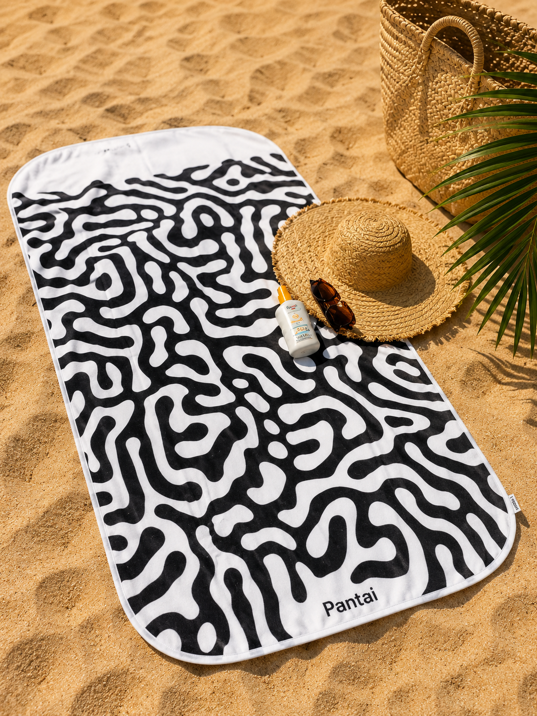 Serviette de plage Zèbre & yoga éco-responsable en microfibre recyclée – 80x160 cm